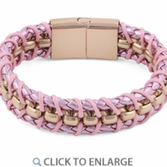 Rose Gold Plated Steel Chain Pink  Bracelet - Picture 1 of 5